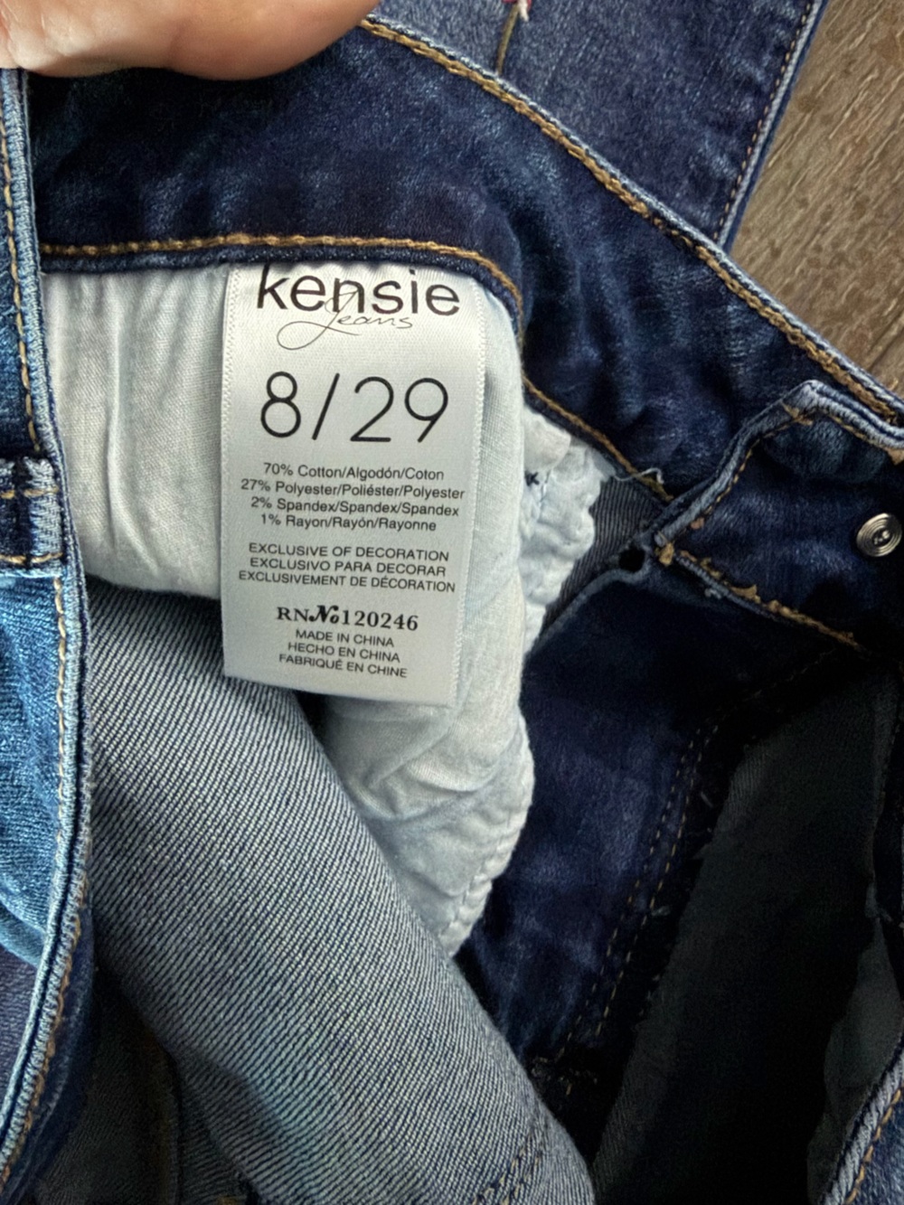 Kensie Dark Blue Cropped Jeans with Floral Embroidery - Picture 8 of 11